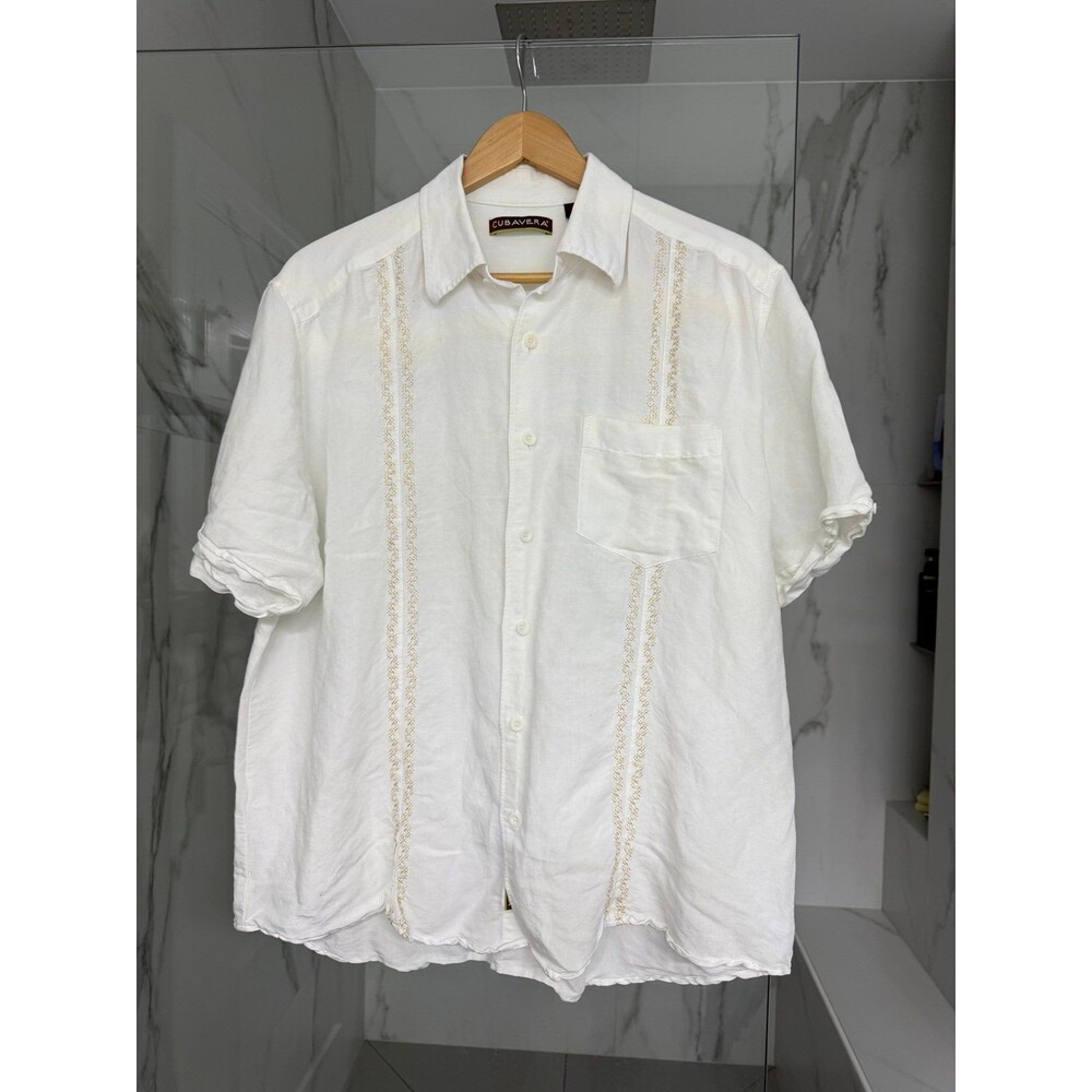 Men’s White Cubavera Shirt, L